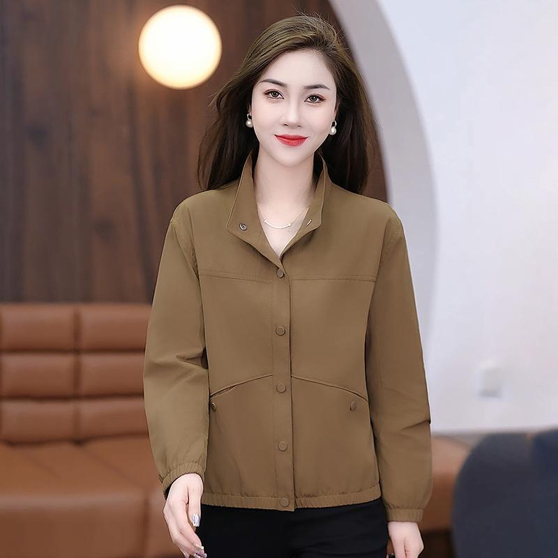 Women s Wine Red Stand Collar Slimming Jacket - Spring/Autumn 2026 3XL
