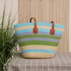 French Striped Straw Tote Bag - Large Capacity for Travel, Vacation, Beach, and Casual Commutes
