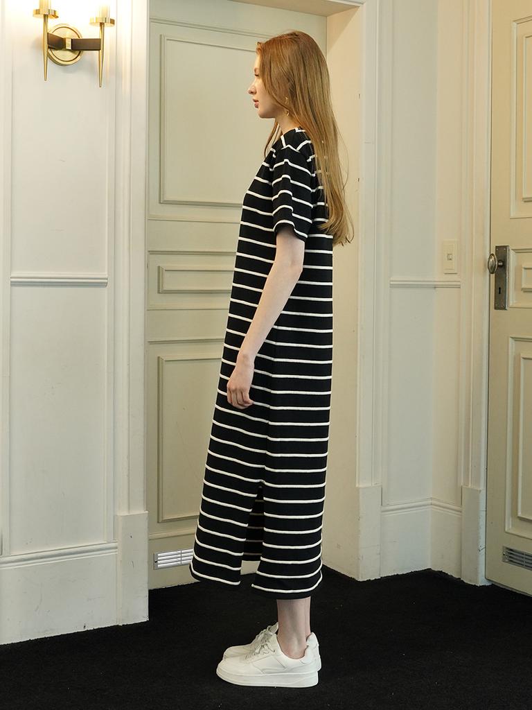 Muse By Rose Bianca Striped Maxi Dress (Black)
