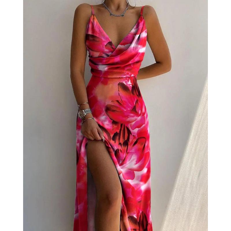 

Женское сексуальное платье с V-образным вырезом и разрезом на шее, платье средней длины 3XL