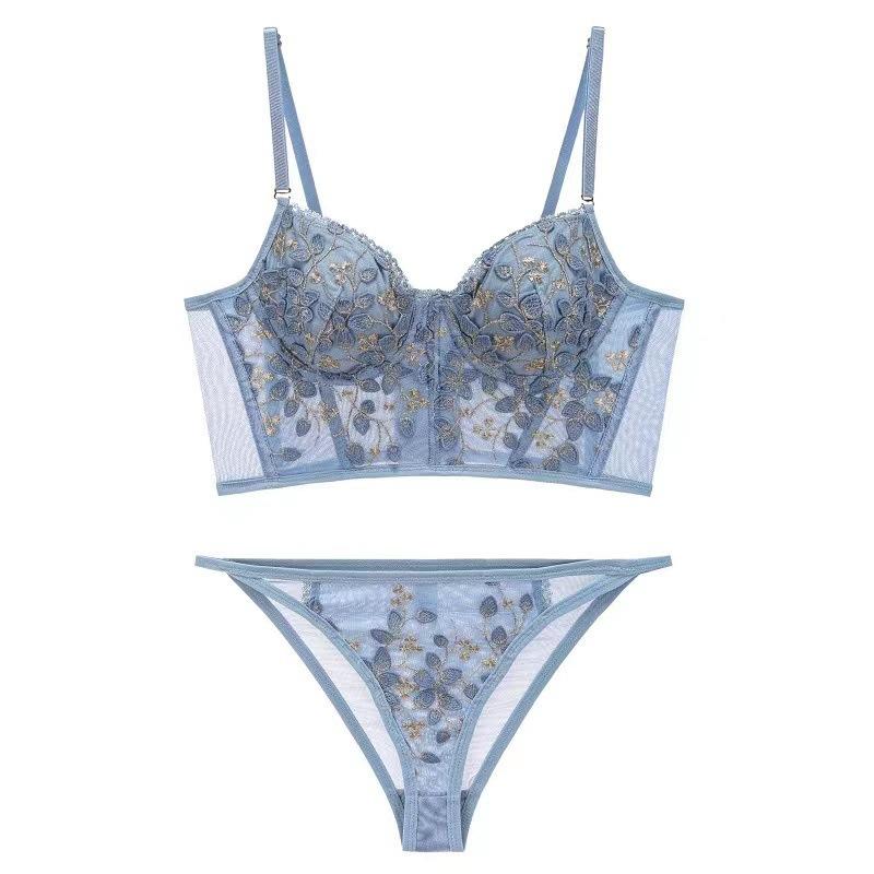 French embroidered underwear set, fish bone bra, sling vest, women's outer wear, beautiful breasts, pure desire, wind support
