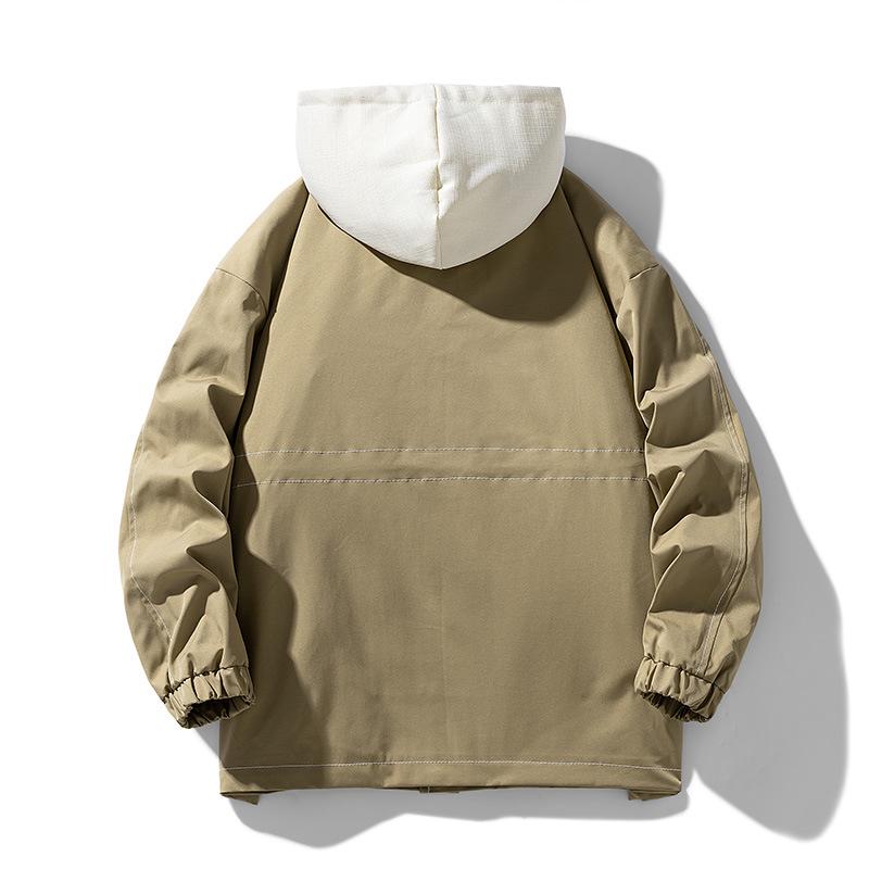 New Men's Hooded Trend Windbreaker: Spring & Autumn Casual Loose Fit Jacket, Two-Piece Look