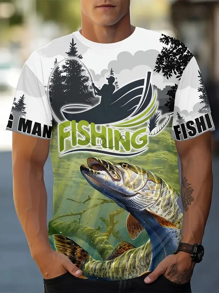Fashion 3D Carp Fishing Men T-Shirt Fashion O-Neck Short-Sleeve Oversized T-Shirt Funny Tee Summer Streetwear Men Clothing Tops