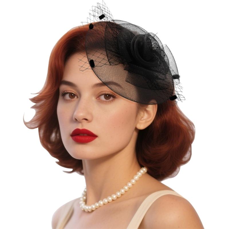 Fashionable Mesh Veil Headpiece Comfortable Hair Accessory Hat Clip Headwear for Themed Parties Weddings Daily Wear