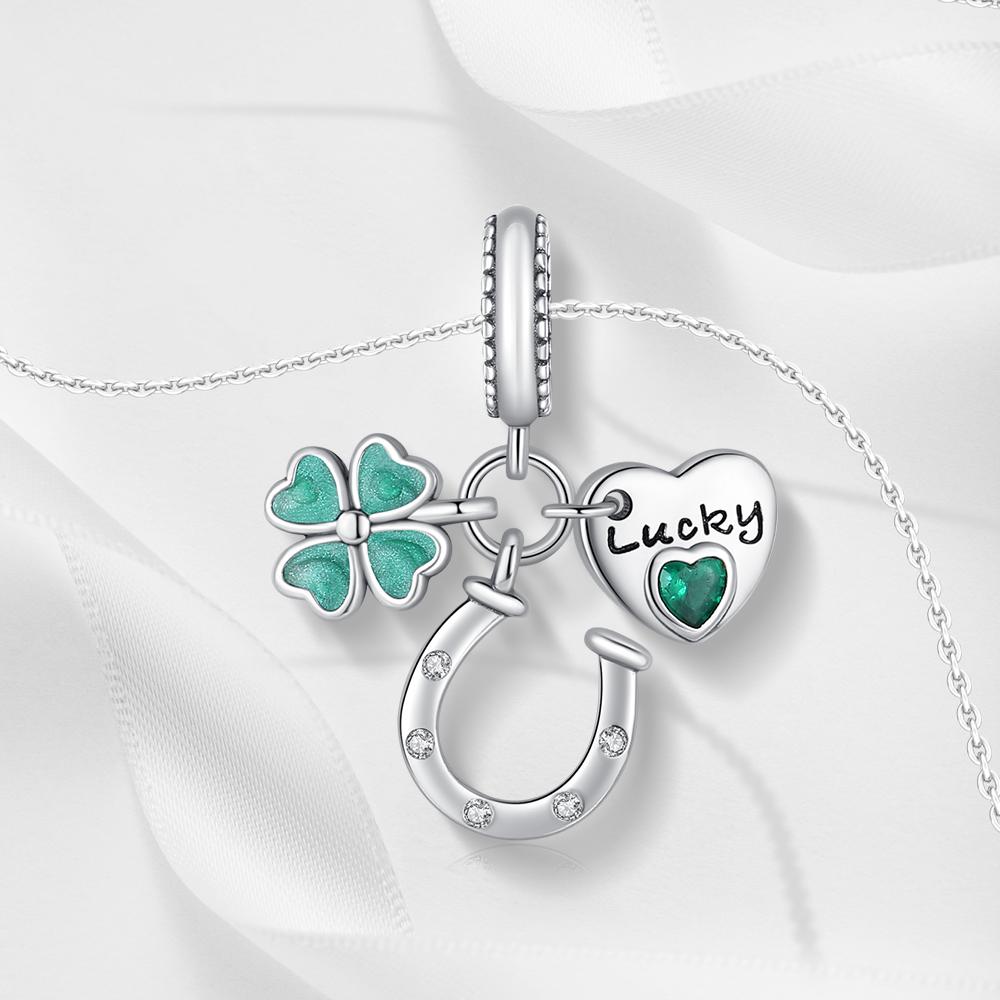 Grüne Farbe Charms Fit Armbänder 925 Silber Avocado Klee Perle Kaktus Chamäleon Zirkon DIY Schmuck Charme