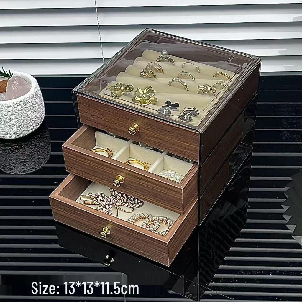 Five-Layer Walnut Wood Jewelry Box for Earrings, Necklaces & Bracelets - Large Capacity