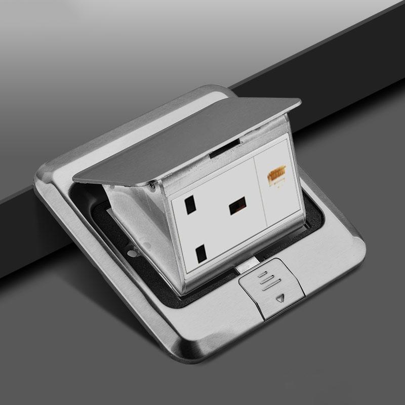 UK Standard 13A Boden-wasserdichte Steckdose, Britische Küche Schlafzimmer Innen Wasserdichter Ausgang versteckt Computer Edelstahl Stecker