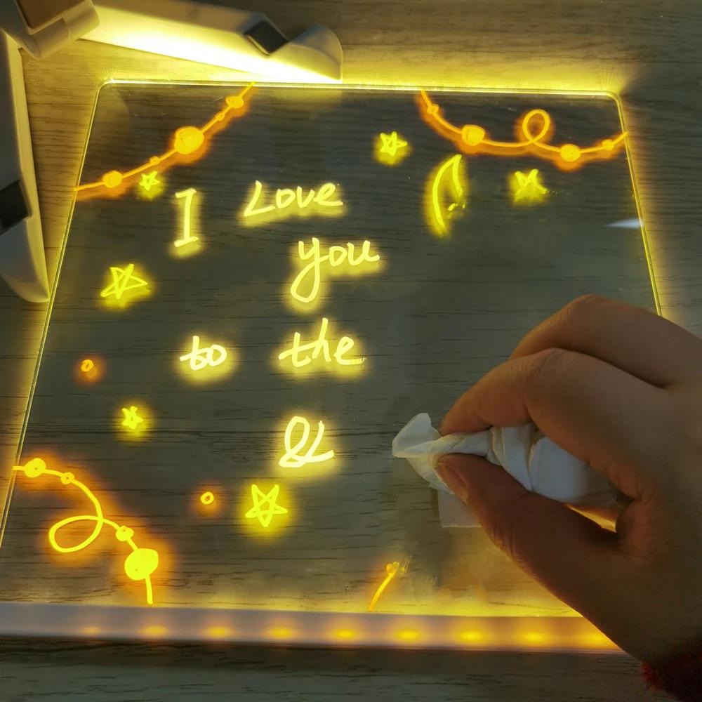 Personalized LED Night Light - Erasable Acrylic USB Message Board Kids Drawing Board Birthday Gift