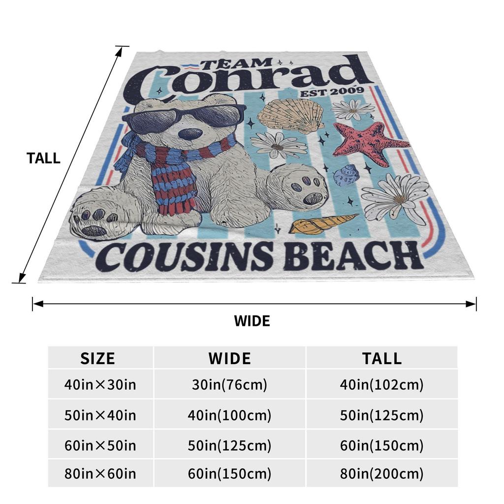 Team Conrad Turned Pretty Print Blanket For Men Women Super Soft Warm Summer Movie Beach Throw Blankets for Sofa Multiple Sizes