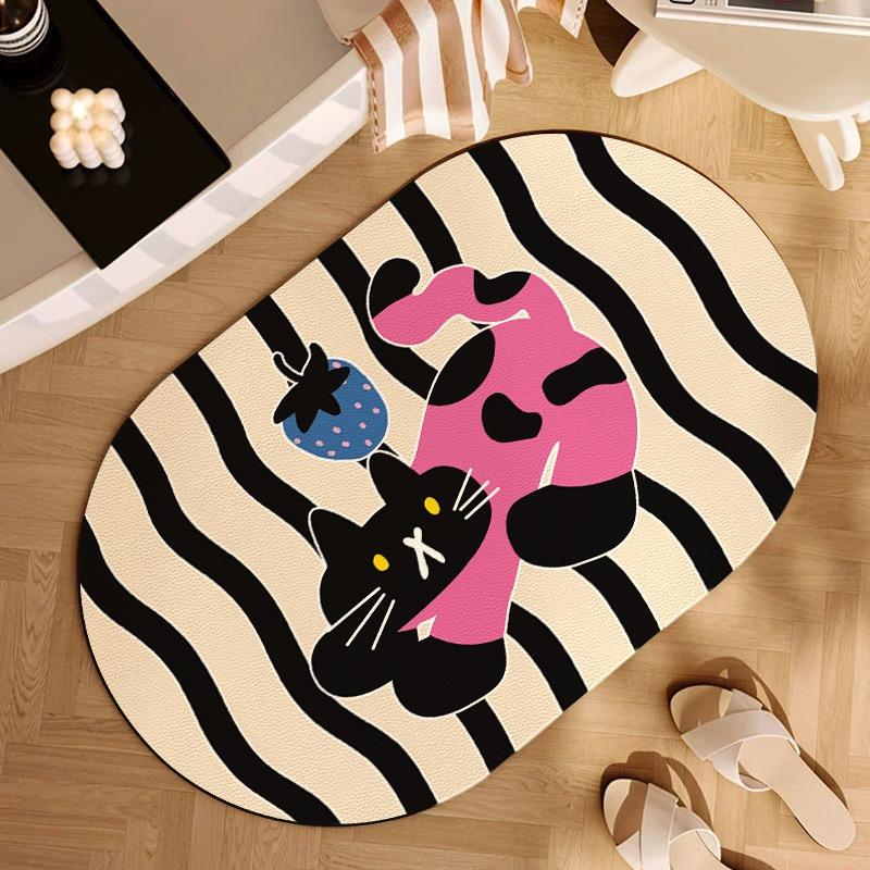 

Cartoon Style Bathroom Slip-resistant Mat Dirty and Wear-resistant Diatom Mud Cushion Porch Restroom Door Quick Dry Easy Care Foot Mat 40 * 60Cm