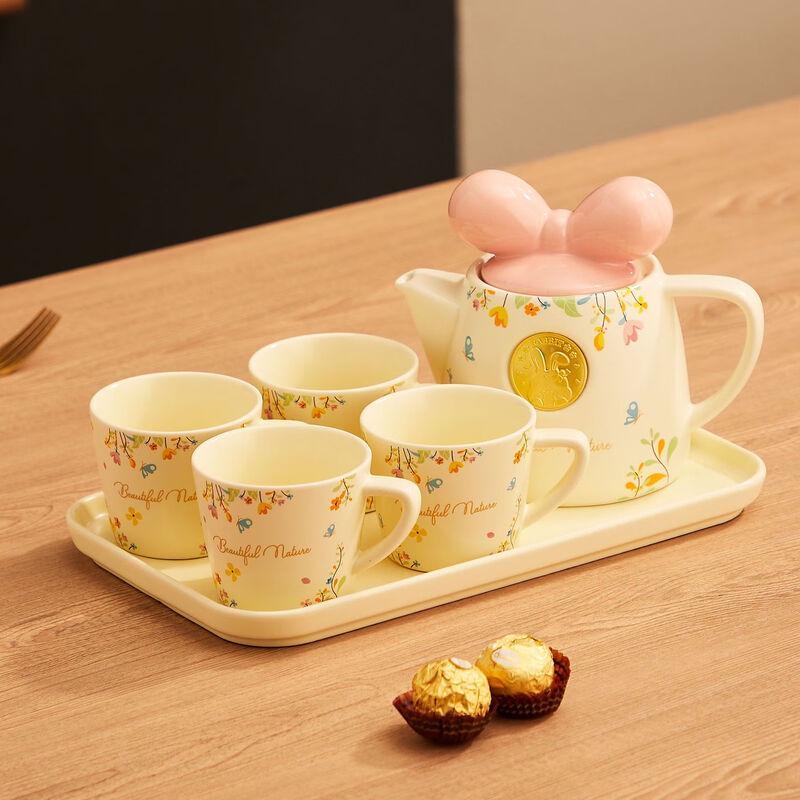 

INS Style Pink Ceramic Flower Tea Set