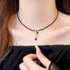 French Luxury Black Crystal Tassel Pendant Necklace