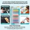 12 Colors Water Soluble Dustless Chalk Rotating Design with Pen Case Anti-Stain for Teaching Drawing Doodling Art Painting