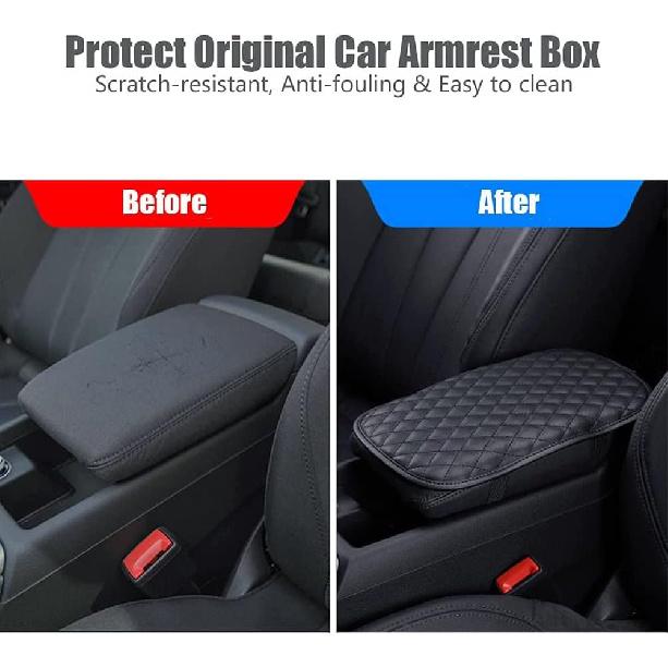 ESKONKE Car Center Console Cover PU Leather Auto Armrest Cover - Scratch Resistant/Wear-Resistant/Waterproof Universal Car Armrest Storage Box