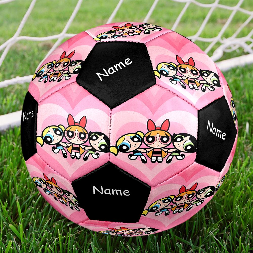Custom Name The Powerpuff Girls Theme Size 5 Soccer Ball, Suitable for Both Indoor and Outdoor Matches, a Gift Suitable for Everyone.