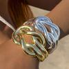 Fashionable Personalized Metallic Texture Geometric Opening Bracelet Women's Jewelry Versatile for Daily Use