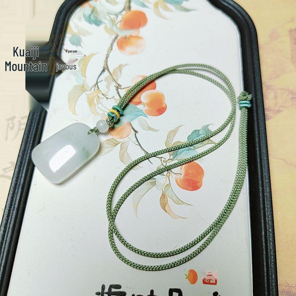 Xinjiang Golden Silk Jade Peace Buckle Pendant Necklace