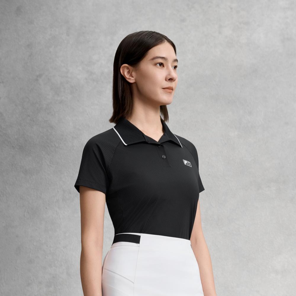 FILA Fashionable Simple Versatile Polo Shirt Women tops Deep-Black A11W635112FBK