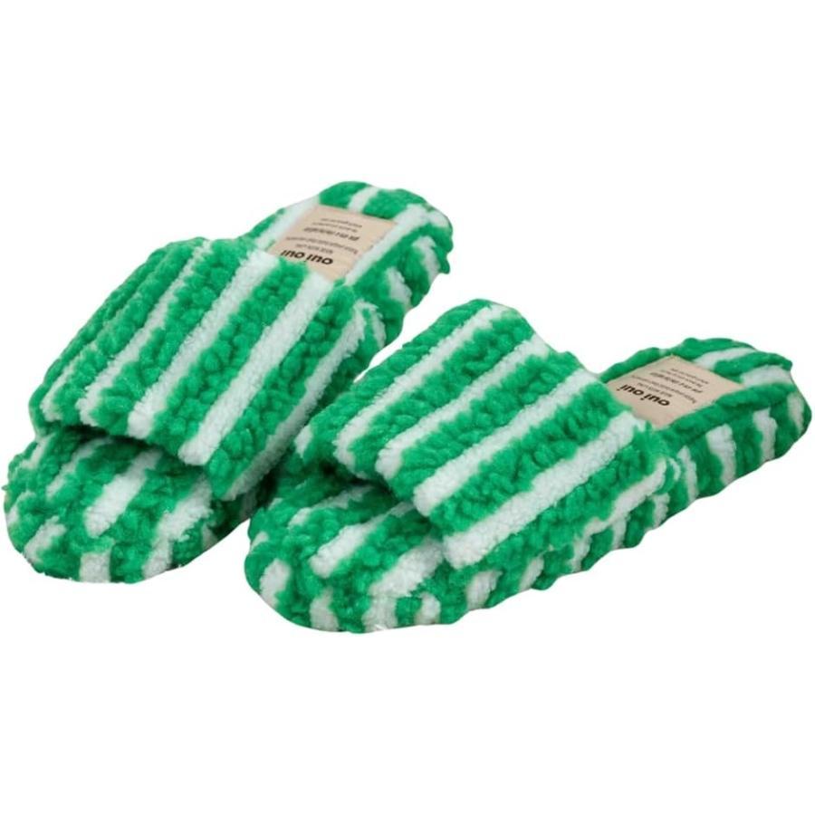 Slippers Fluffy Indoor Fluffy Warm Room Shoes for Winter Warm Scandinavian (Green, M)