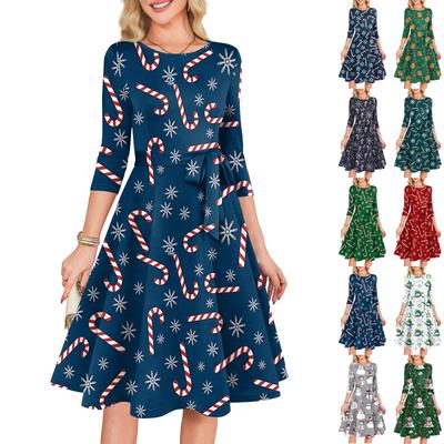 Damen Cocktailkleider 3/4 Ärmel Vintage Hochzeitsgastkleid