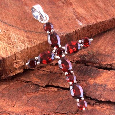Crystal Healing Pendant, Reiki Pendant, Silver Jewelry, Gifts For Her, Gemstone Jewelry, Garnet Pendant