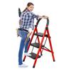 Vertical Ladder Step Ladder, 3 Folding Stool, Multi-Purpose Collapsible for Three Home or RV Outdoor Work, Heavy Duty 330 Lbs Load (White, Red)