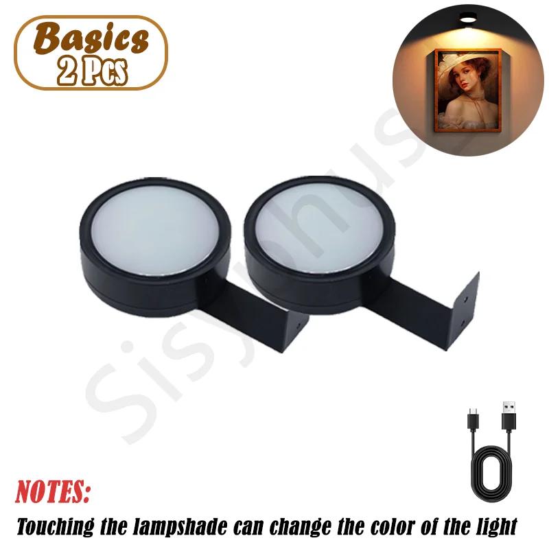 Wall Mounted Wireless Picture Light with Remote Control Dimmable Battery Operated Adjustable 13 Color Light for Artwork Display