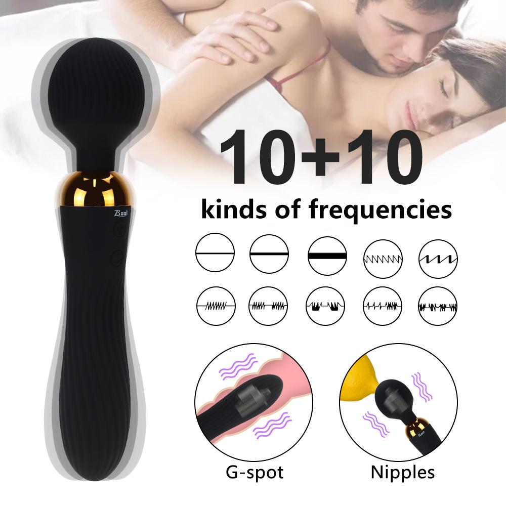 Dual Ended Vibrators G Spot Clit Stimulator Multi-frequency USB Charge Big AV Stick Dildo Vibrators Adult Sex Toys for Women