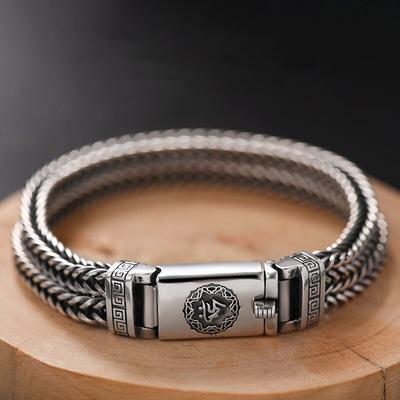 925 Silver Men's Bracelet Fashion Trend Personality Chinese Style Retro Creative Thai Silver Jewelry Accessories