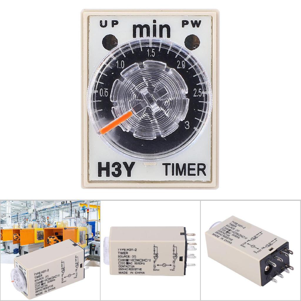 H3Y 2 Time Relay Power On Delay Timer 0 3M Minute 8 Pin 24V 110V 220V