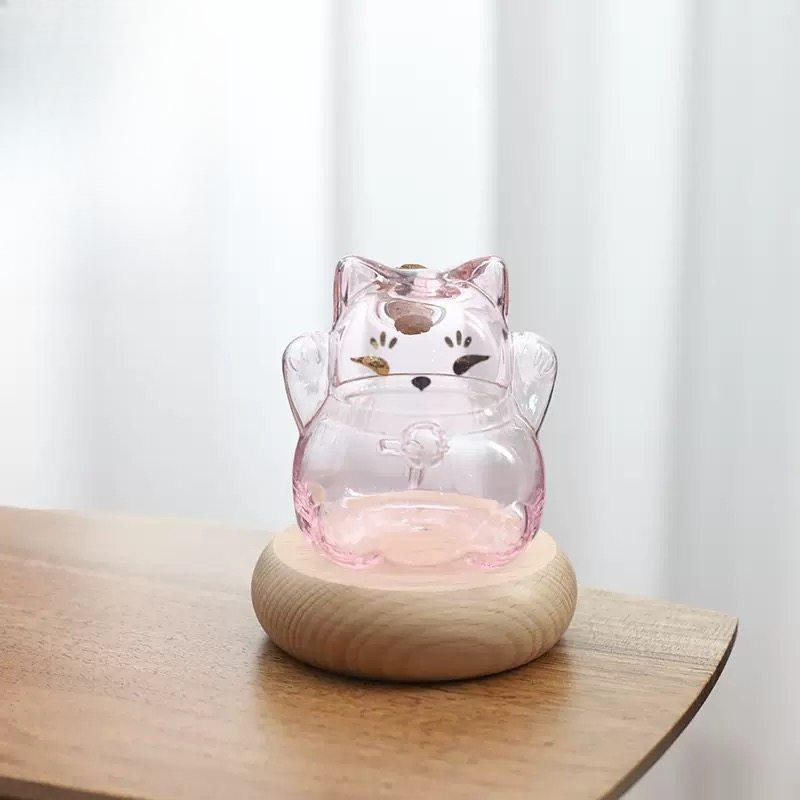 

Cat Glass Pet Hair Storage Bottle Cute Cats Fur Collect Bottles with Wooden Bases Home Desktop Ornament Decor Pet Supplies Gifts