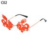 12Styles Chinese Dragon Shaped Sunglasses Metal Frame Rimless Sun Glasses Party Decor Glasses for Women Men UV400 Protection