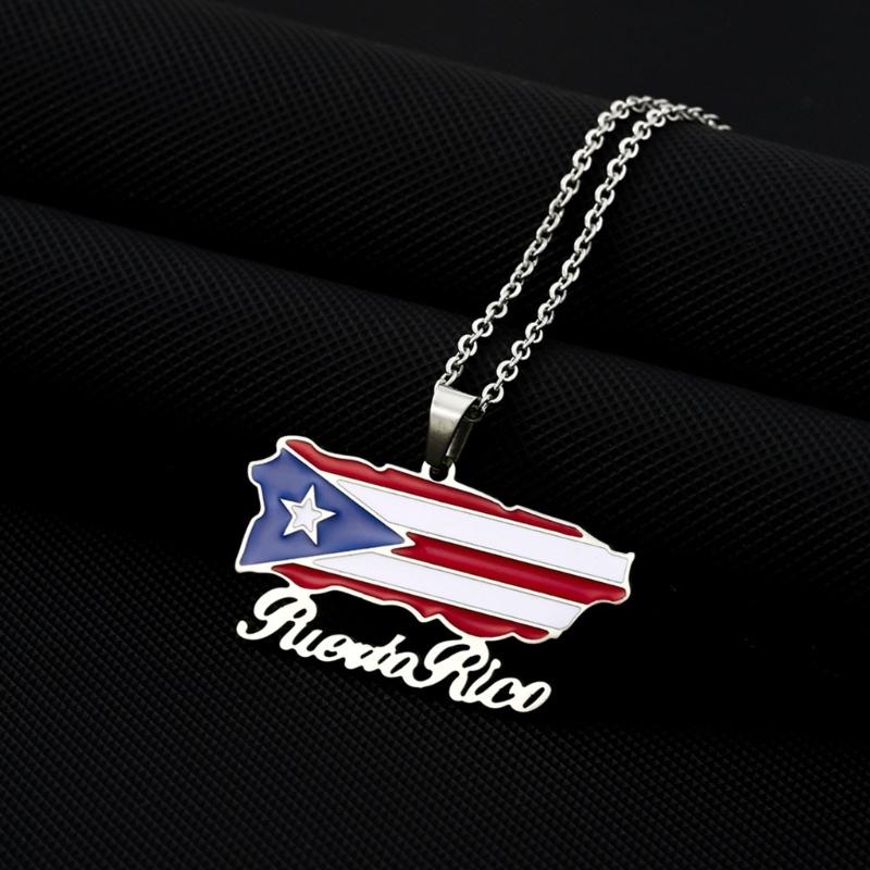 Versatile Puerto Rico Flag Pendant Necklace Puerto Rico Culture Necklace Fashion Jewelry Suitable for Various Occasion