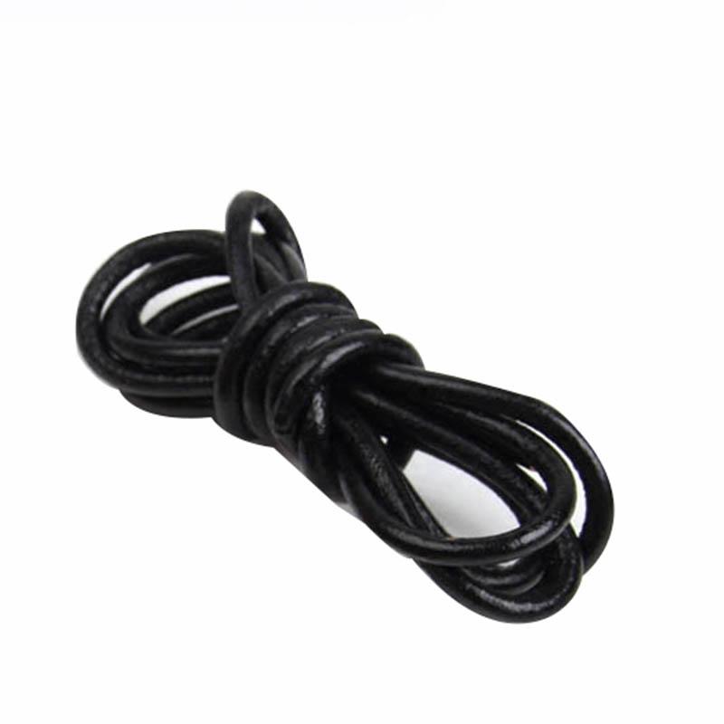 

100% Genuine Leather Round Thong Cord Leather Cord String Rope Dia 1/1.5/2/3/4/5/6/8mm DIY Necklace Bracelet DIY Jewelry Making 1.5mm X 2Meters чёрный
