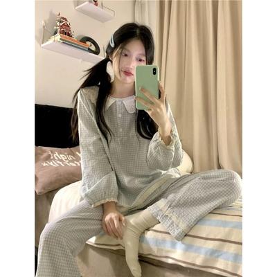 Women's Pajamas New Autumn Spring Long Sleeve Soft Sleepwear Set Cherry Printed Cartoon Pyjama Woman Home Nightwear Set Cardigan