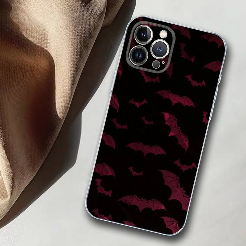 Goth Vampire Bat Phone Case For iPhone 14 13 12 11 Pro Max XS X XR SE 2020 6 7 8 Plus Mini Transparent Shell