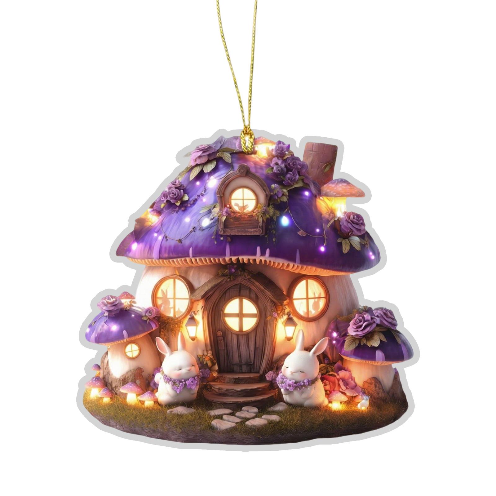 

Easter Bunny House 2D Acrylic Small Pendant, Car Interior And Backpack Decoration one size