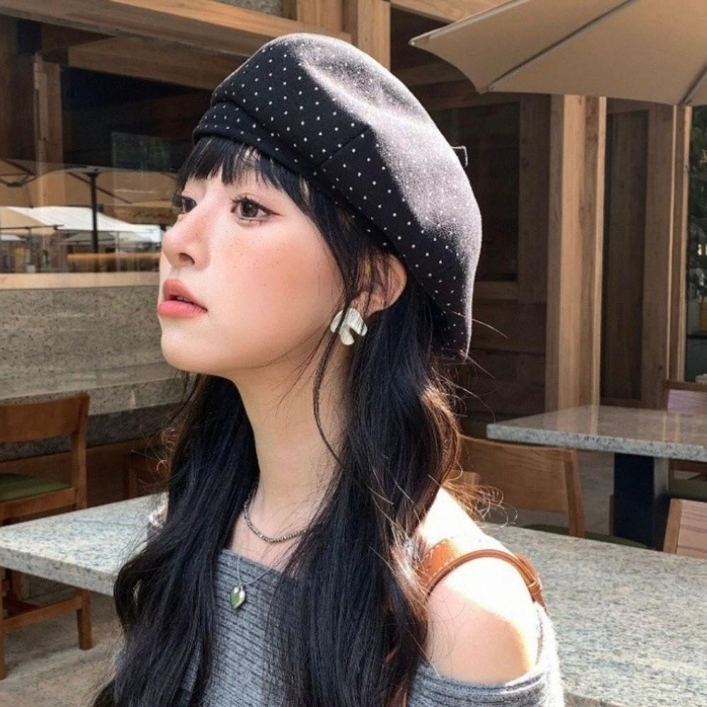 Keep Warm Women Painter Hat Cotton Women Octagonal Cap Cool Polka Dot Beret Hat  Ladies