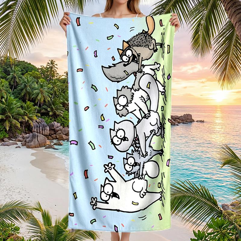 Simon'S Cat Fashion Beach Towel: Ideal for Summer Adventures Soft, absorbent and quick drying suitable for swimming and bathing