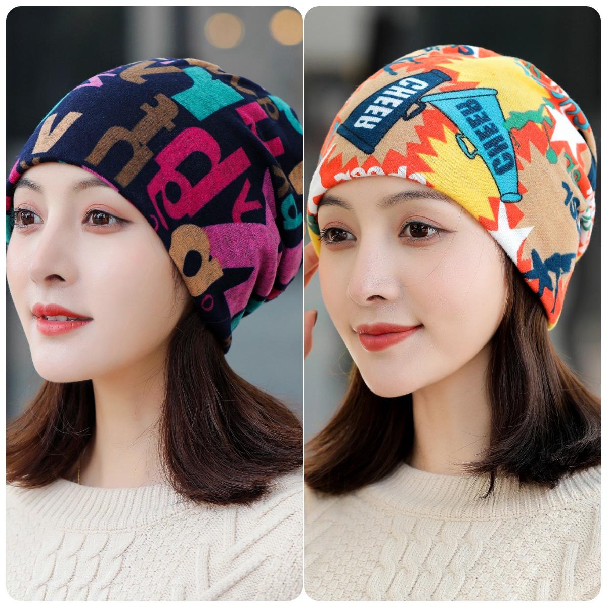 

Универсальные корейские женские шапки на осень/зиму: Головной платок, баотоу, пуловер, шейный платок, принт, ворс и защитные уши