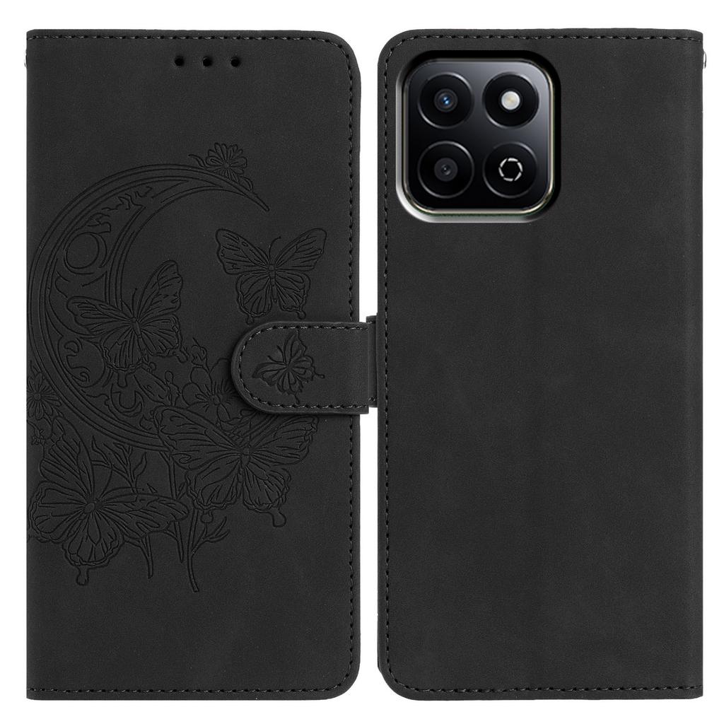 For Honor 200 Smart 5G Case Butterfly Flower Imprinted PU Leather Wallet Stand Phone Cover