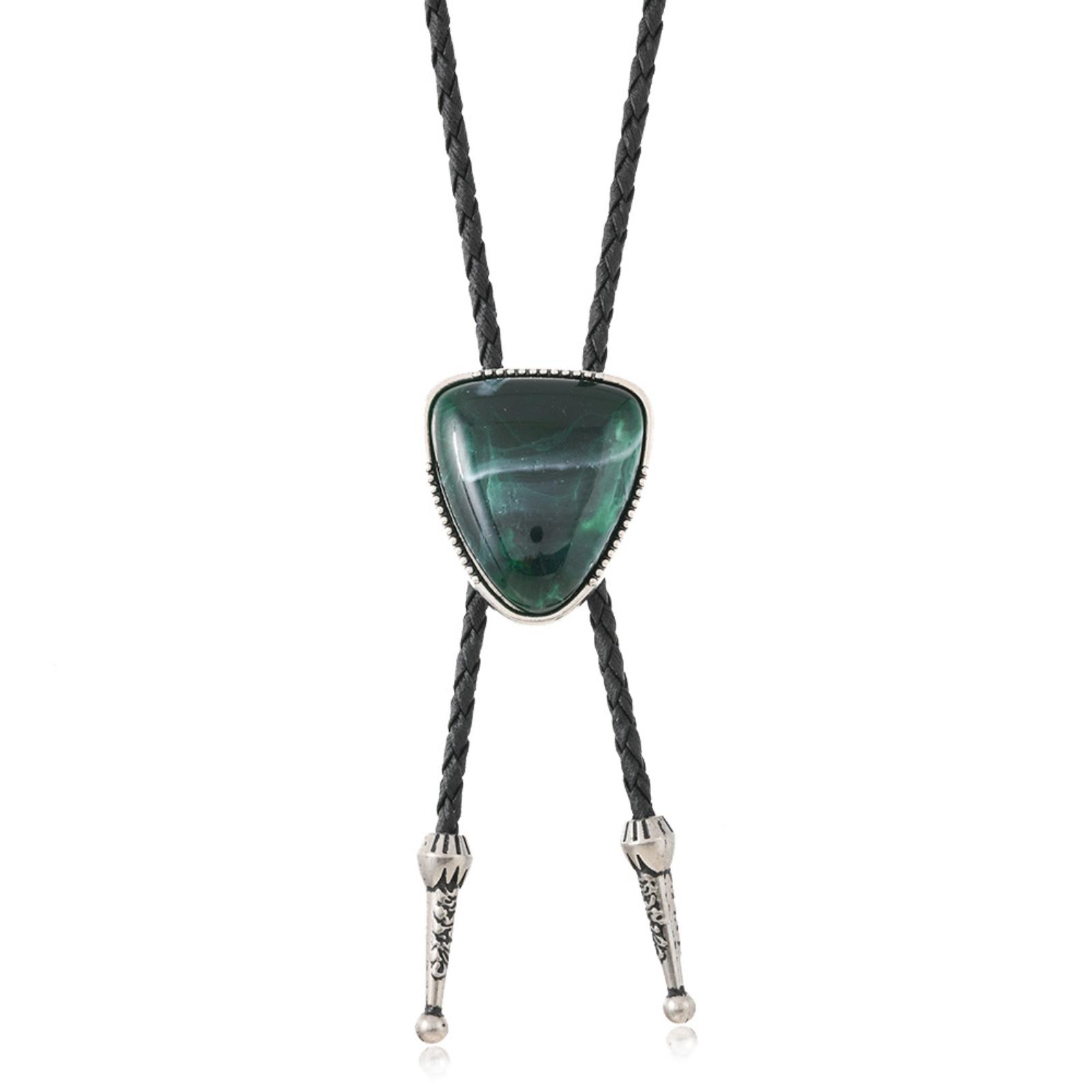 

Leather necklace with acrylic gemstone floral design, vintage polka dot collar sweater chain One Size
