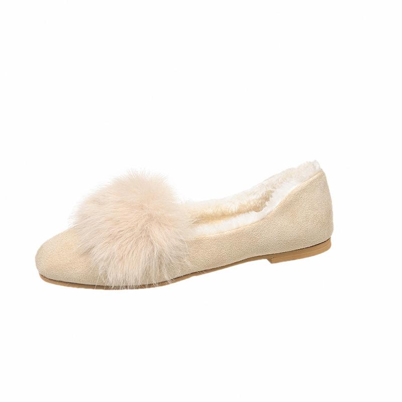 Mao Mao Schuhe Damen tragen Koreanische Version Fuchsfell Dicksohlige Vielseitige Schwangerenschuhe Baumwollschuhe mit Samt Bohnenschuhen im Herbst und Winter