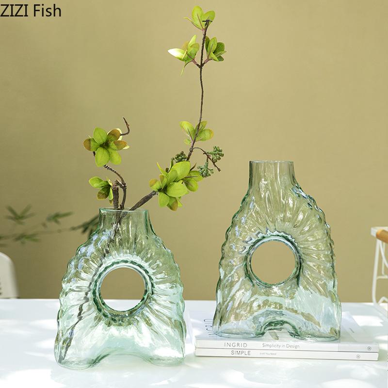 Hollow Transparent Glass Vase Hydroponics Plant Pots Table Decoration Flower Arrangement Floral Vases Room Aesthetic Decor