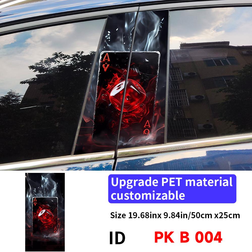 Poker Car Stickers Car B-pillar Decal Waterproof Stickers Auto Center Pillar Sticker Cover Scratches Vehicle Decor Accessories