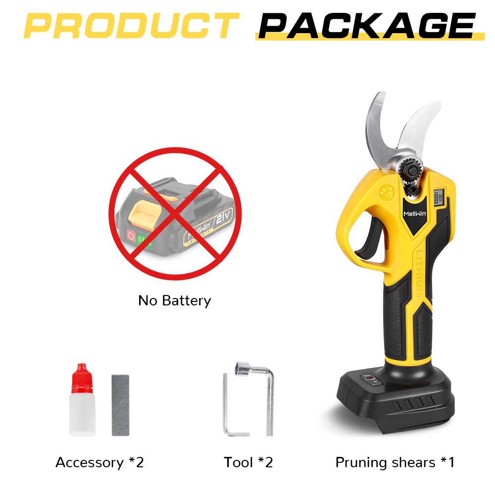 

MELLWIN 32 мм Безщіткові Електричні Ножиці для Фруктів, Бонсай, Гілок Дерев, Акумуляторний Садовий Секатор, Інструмент для Makita 18V Батарея Штифт No Battery