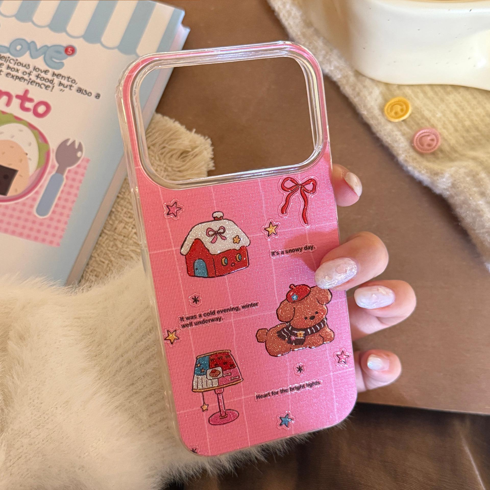 

Rose Pink Cartoon Glitter Dog iPhone 17 Pro Max Case - Drop-Proof & Durable 14 Pro Max