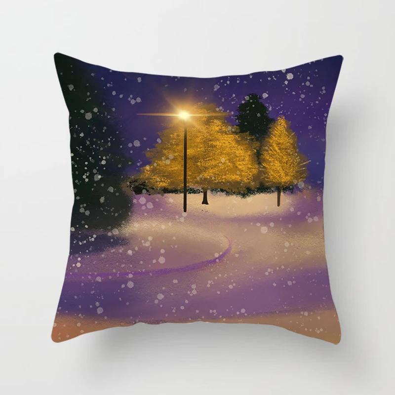 Home Decor Winter Scenes Pillow Covers for Cozy Decor Pattern Cushion Cover Suitable for Sofa Bedroom Car Pillow Cover