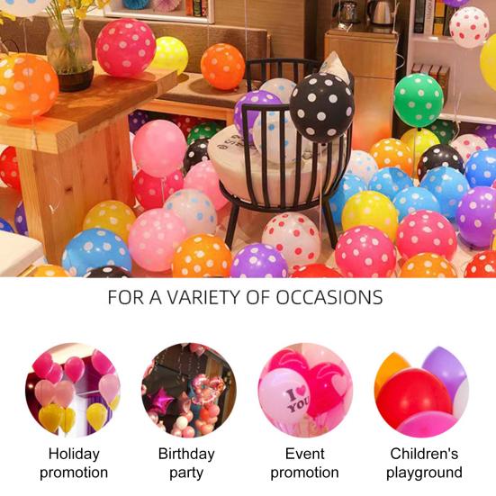 100 Pcs Colorful Polka Dot Balloons 12-inch Large Assorted Latex Balloons for Birthday Party Supplies Wedding Festival Decoration