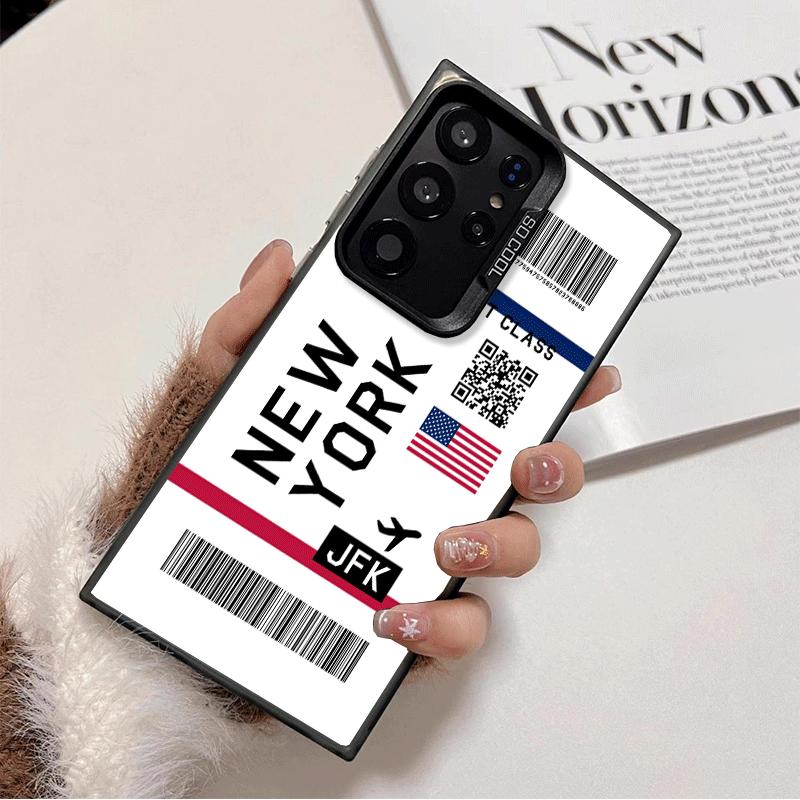Travel Air Ticket Label Shockproof Phone Case for Samsung Galaxy S26 Edge S25 Ultra S24 FE S23 Plus S21 Cover Anti Fall Fundas